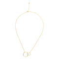 14K Gold Plated Two Circle Interlocking Pendant Necklace