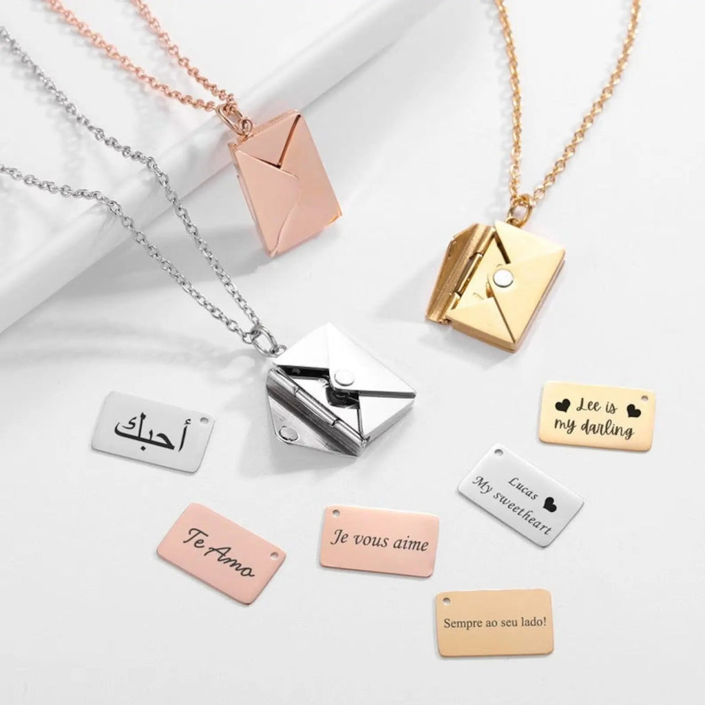 Personalized Envelope Necklace with Hidden Message
