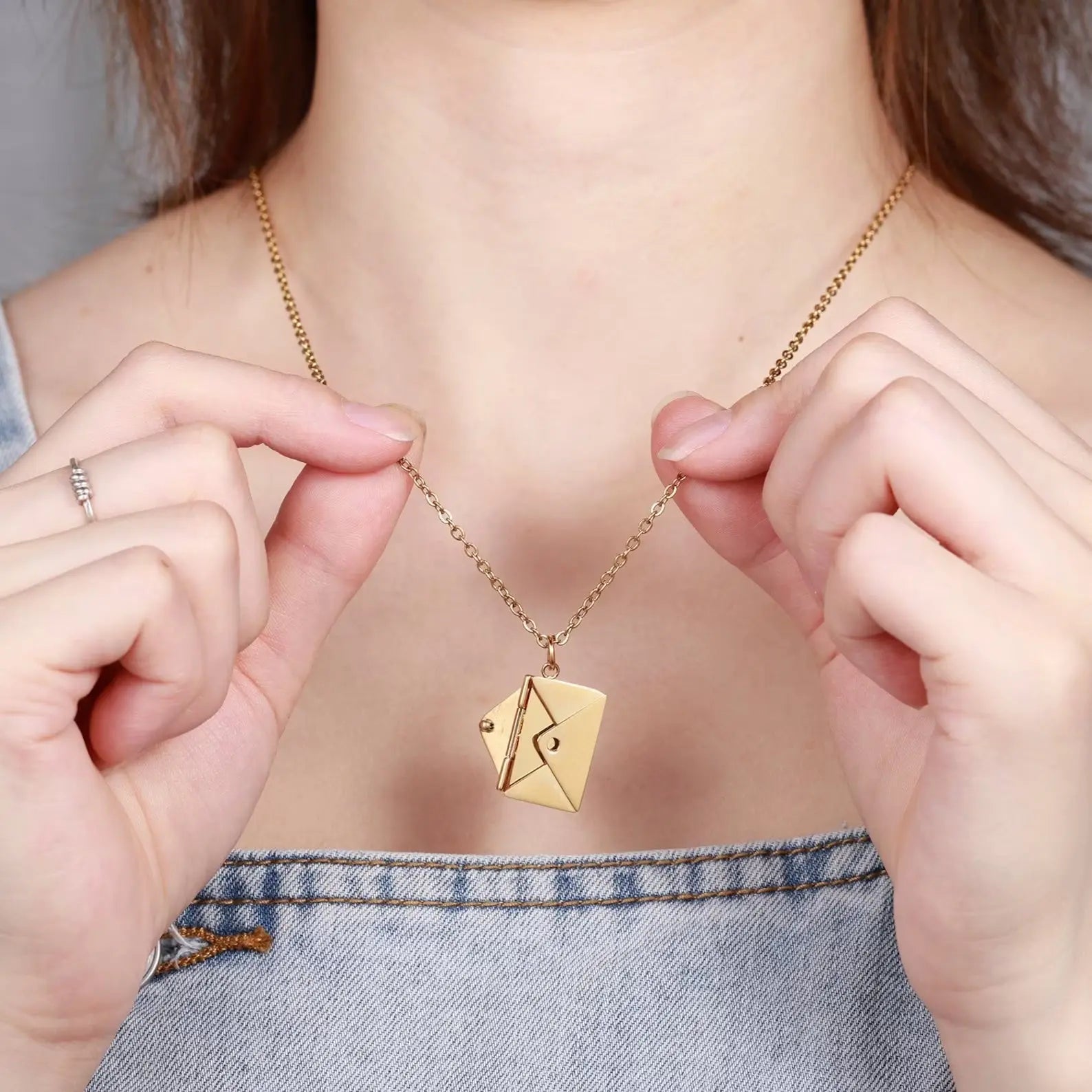 Personalized Envelope Necklace with Hidden Message