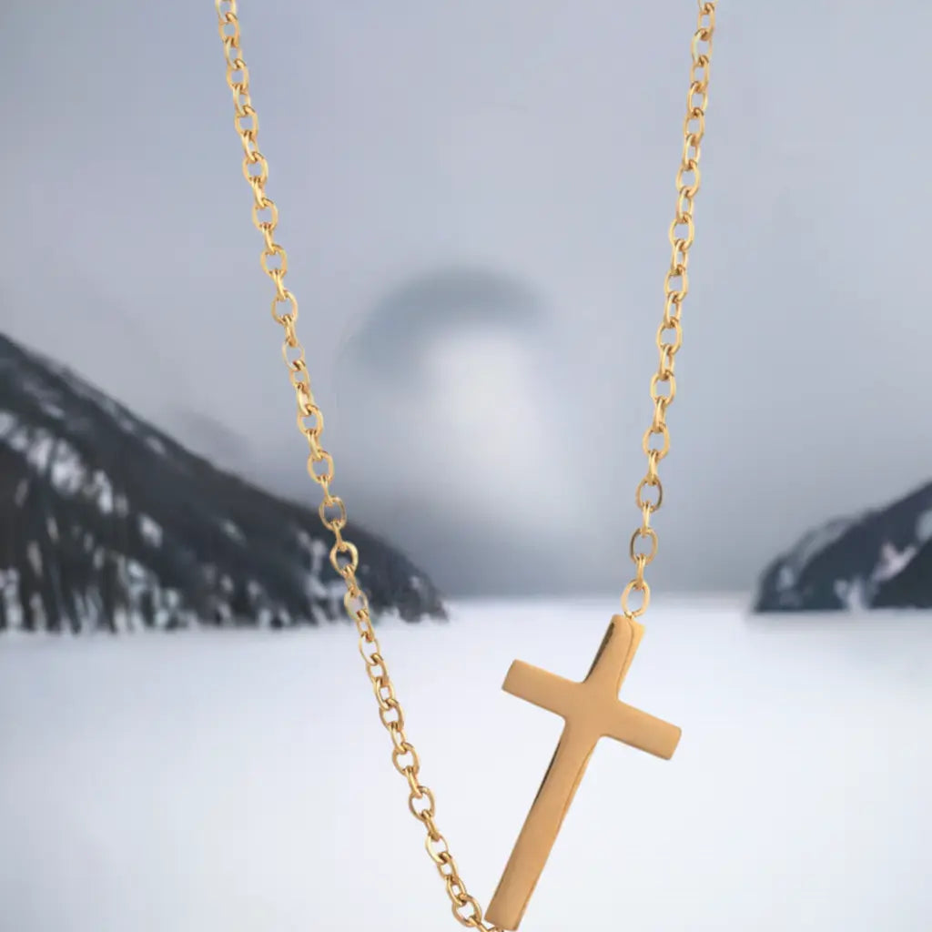 14K Gold Plated Cross Pendant Necklace