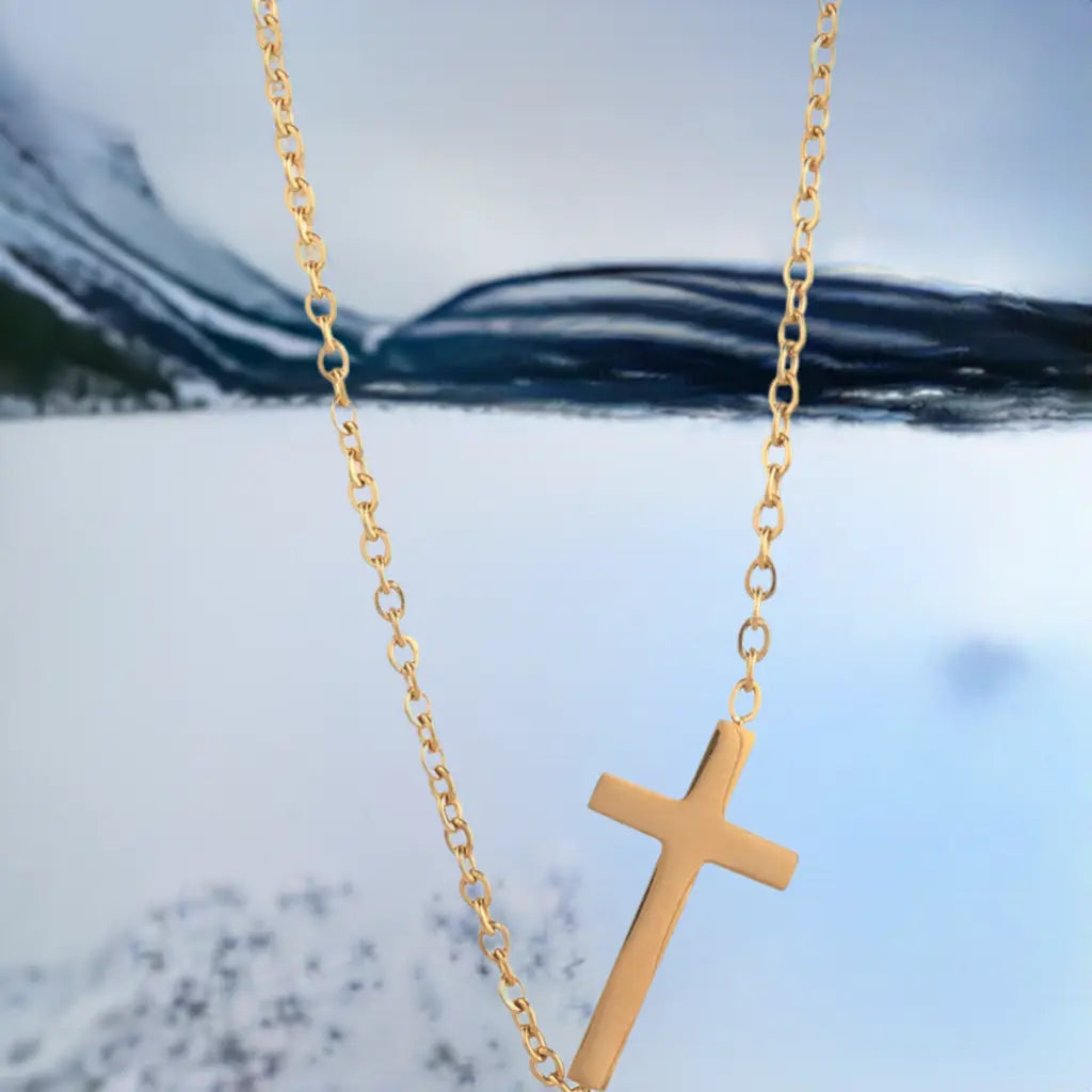 14K Gold Plated Cross Pendant Necklace