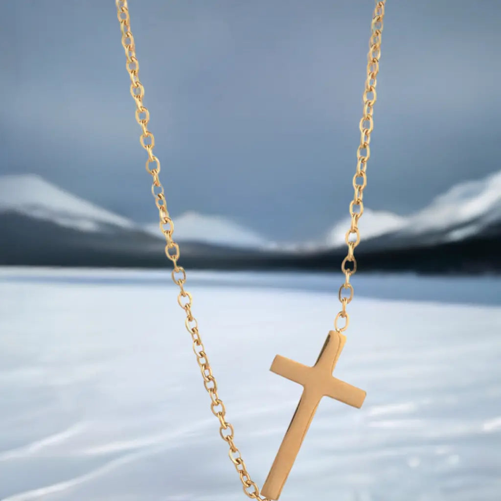 14K Gold Plated Cross Pendant Necklace